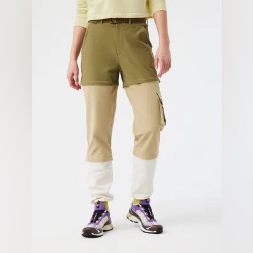 Outdoor Voices RecTrek Zip-Off Pant Size Small Color Kelp/Khaki/Bone